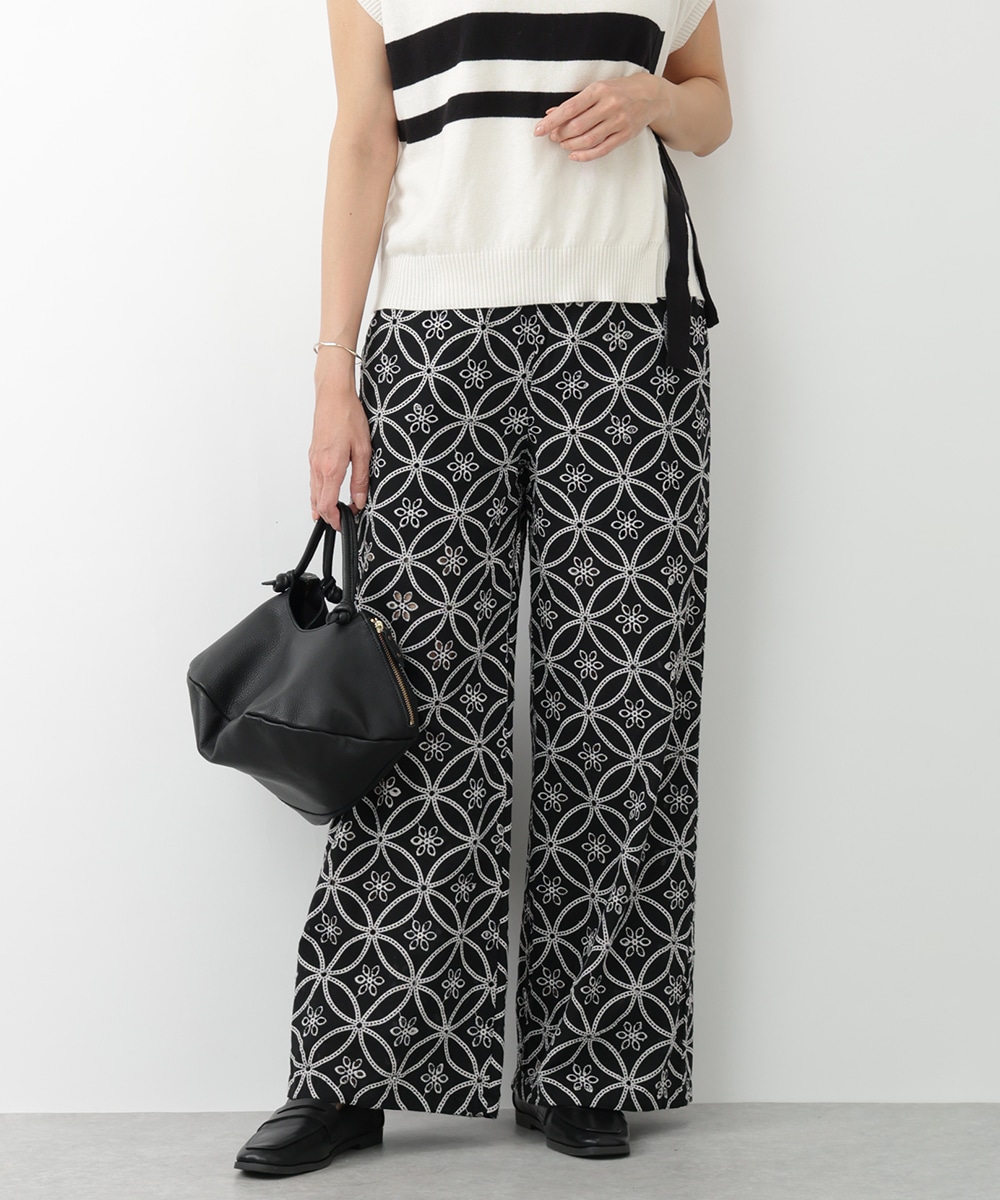 刺繍ワイドパンツ