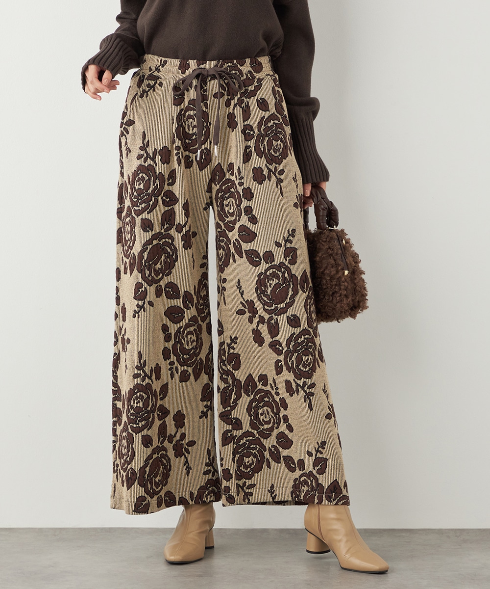 ローズジャカードワイドパンツ