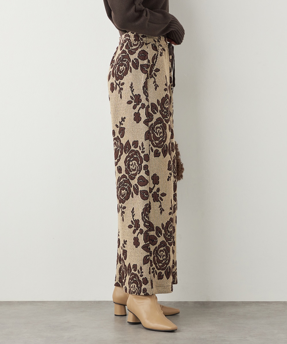 ローズジャカードワイドパンツ