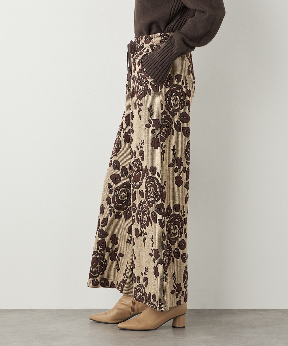ローズジャカードワイドパンツ
