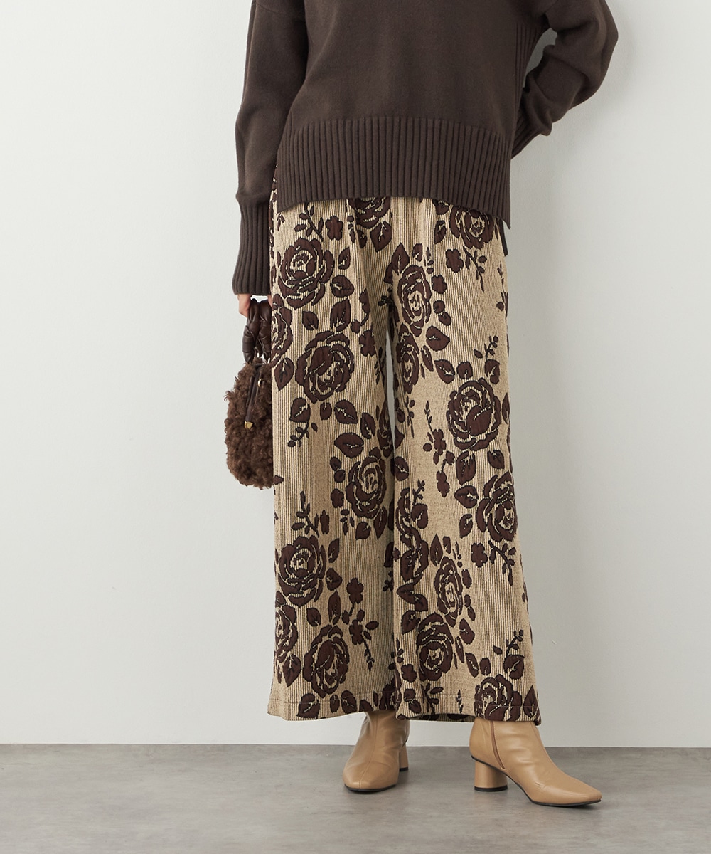  armoire capriceのローズジャカードワイドパンツ