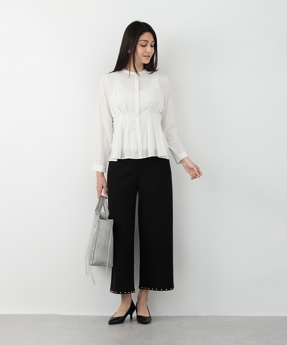 裾パールストレートパンツ