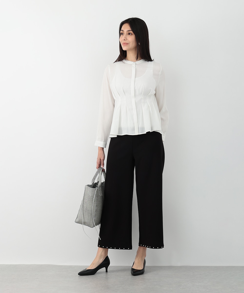 裾パールストレートパンツ