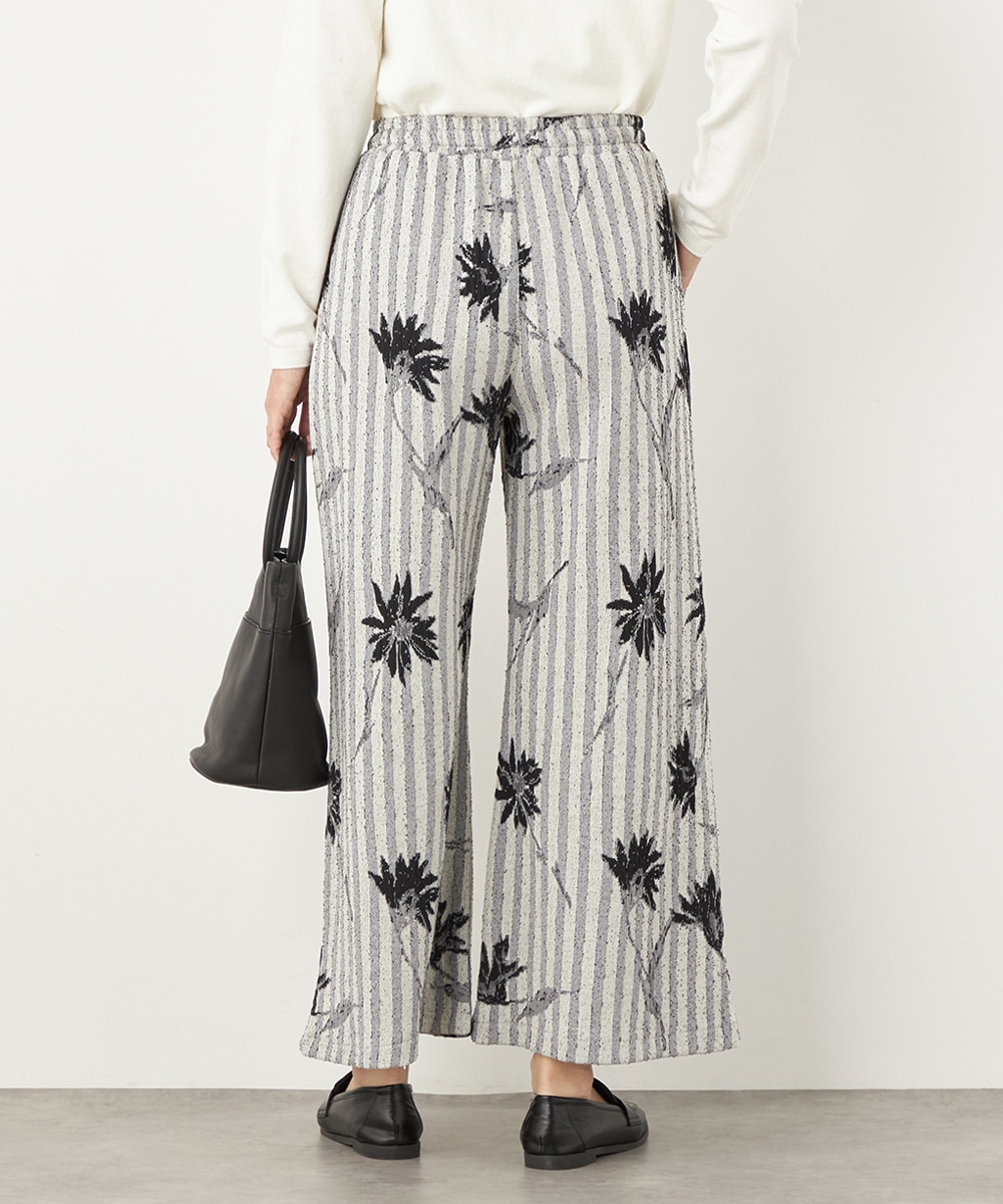 ストライプフラワージャカードパンツ
