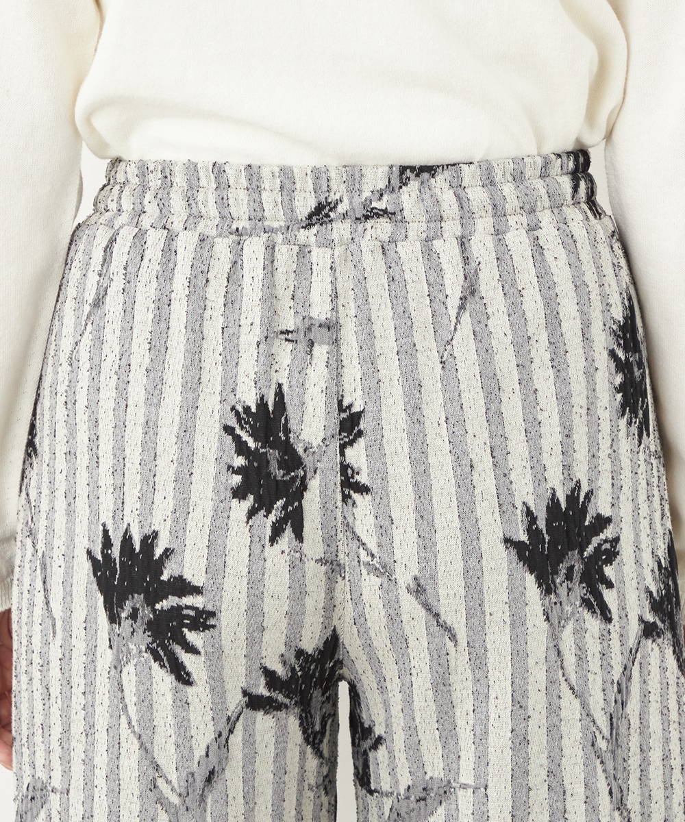 ストライプフラワージャカードパンツ