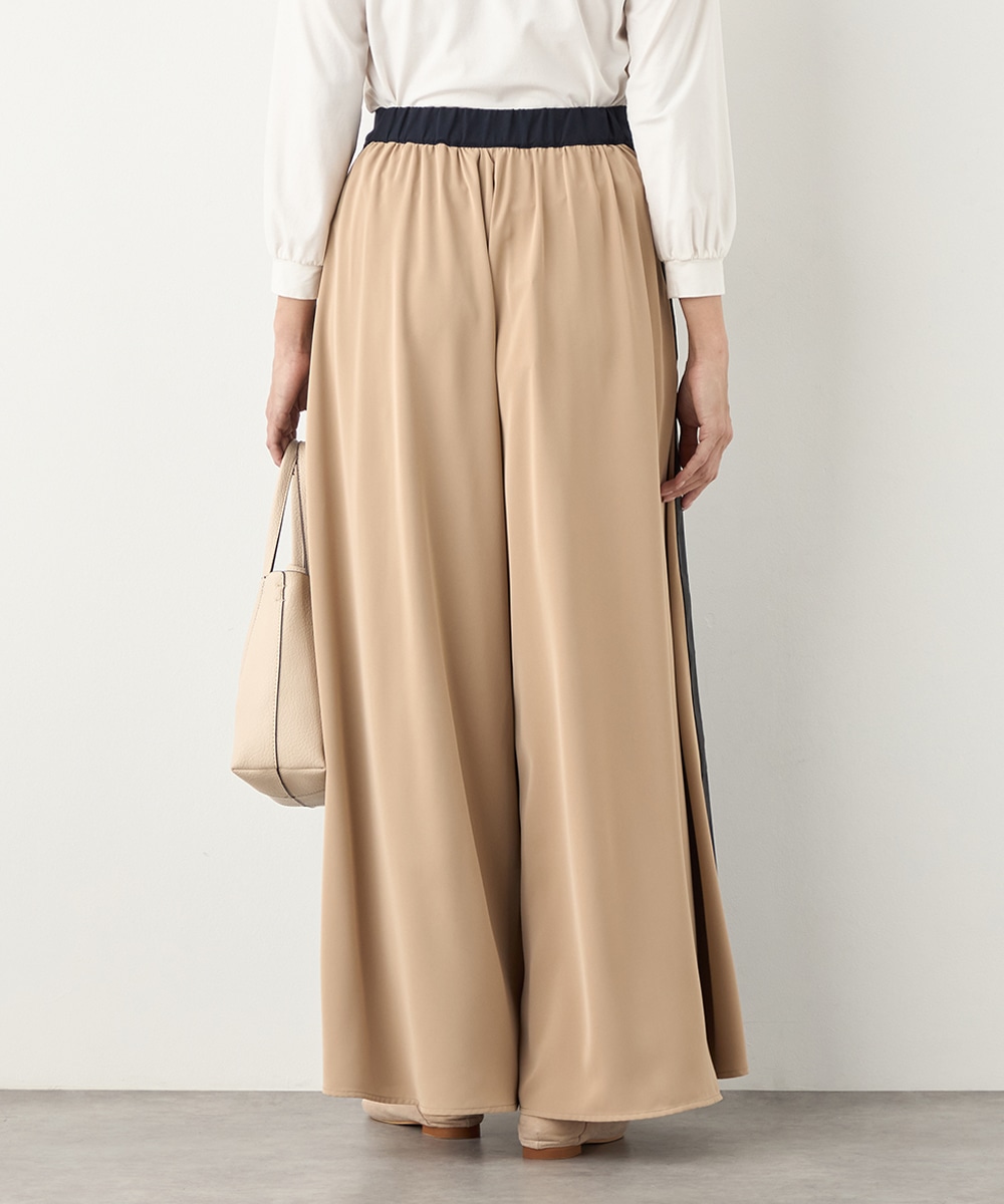 異素材切り替えワイドパンツ