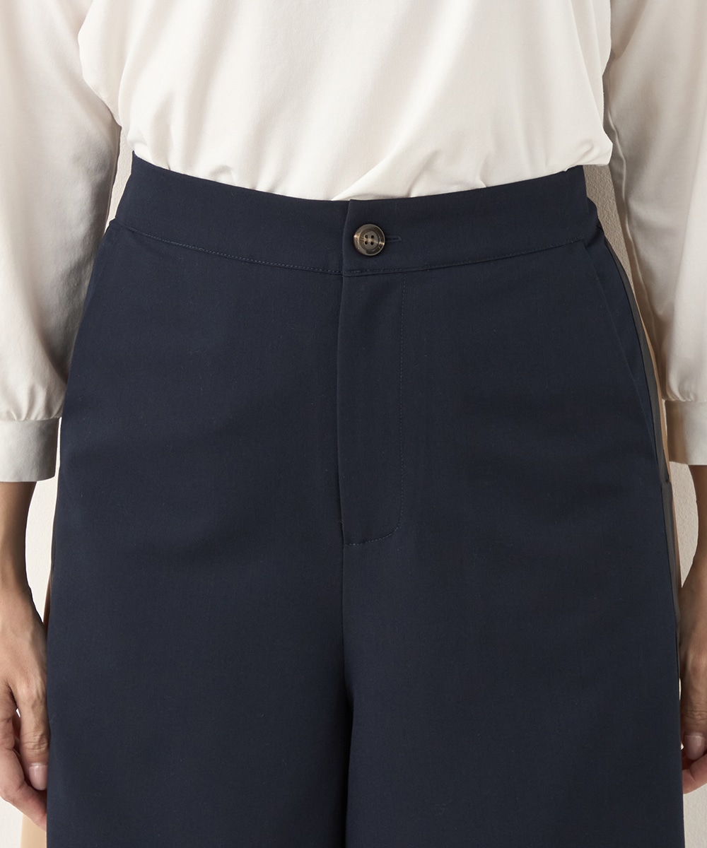 異素材切り替えワイドパンツ