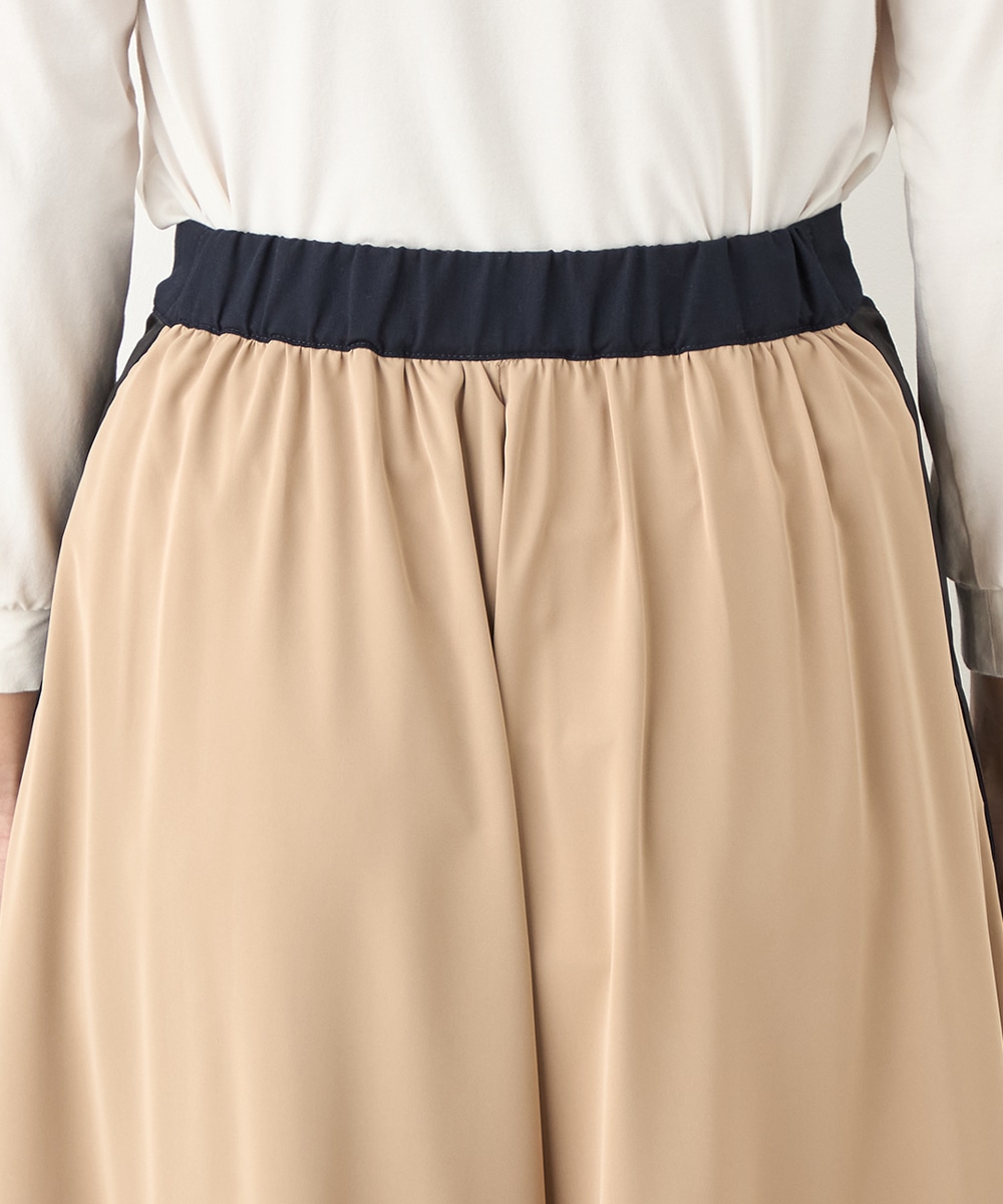 異素材切り替えワイドパンツ