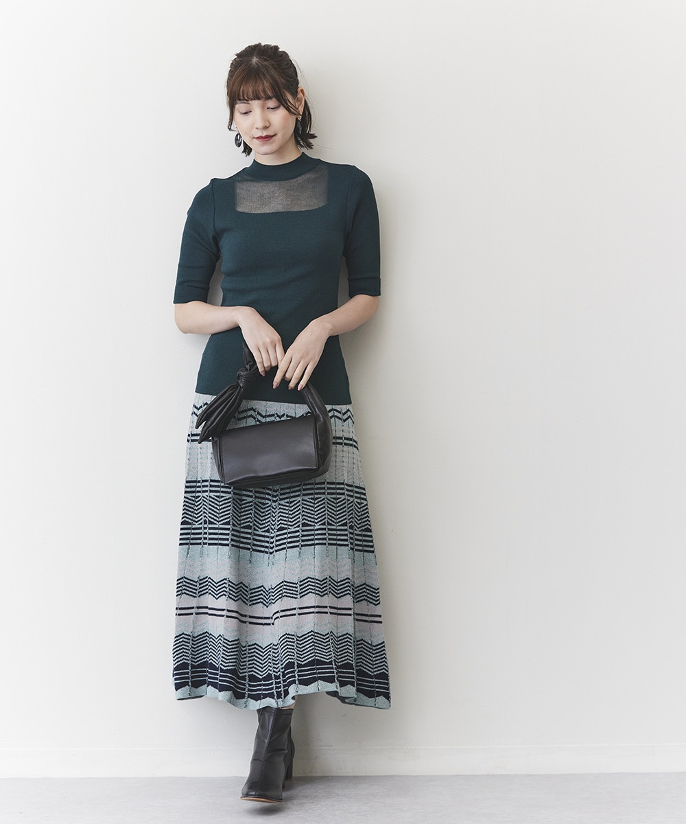 【新品】AKIRANAKA　ニットスカート　ブルー　36 AKIRA NAKA アキラナカ Bella drape skirt ドレープニット