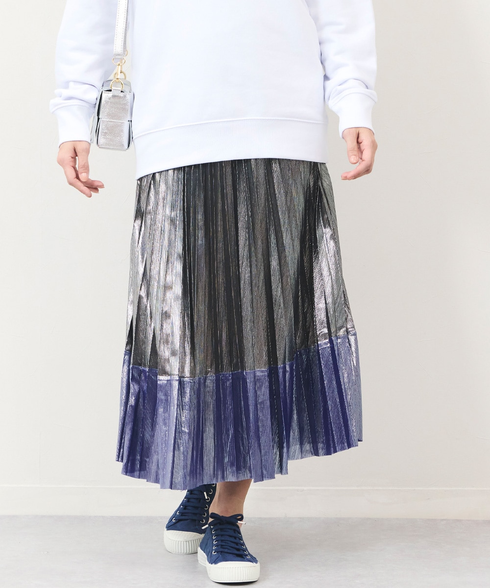Luxe armoire capriceのシャイニー配色プリーツスカート