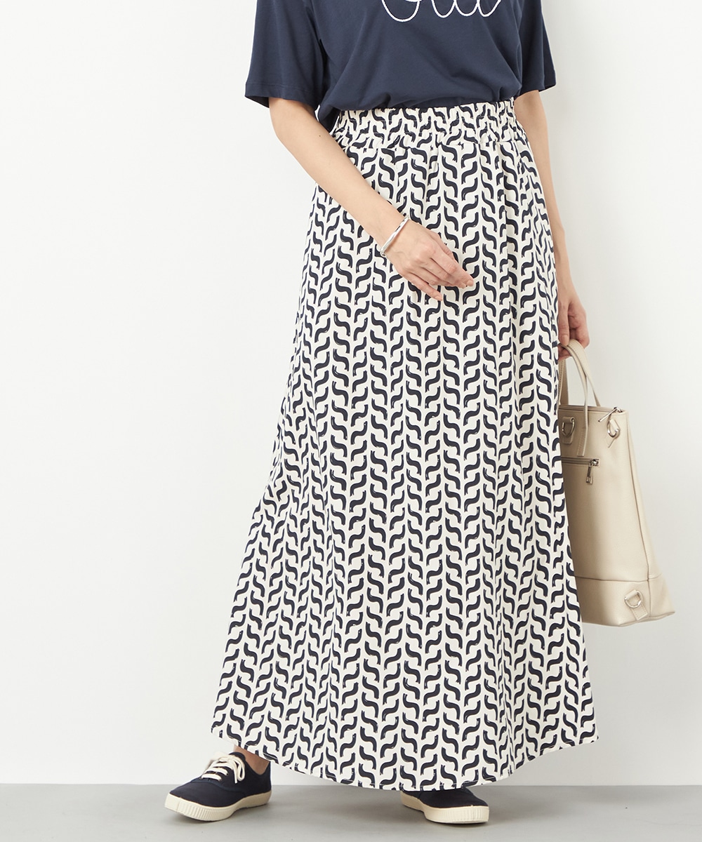  armoire capriceのジオメトリックプリントロングフレアスカート