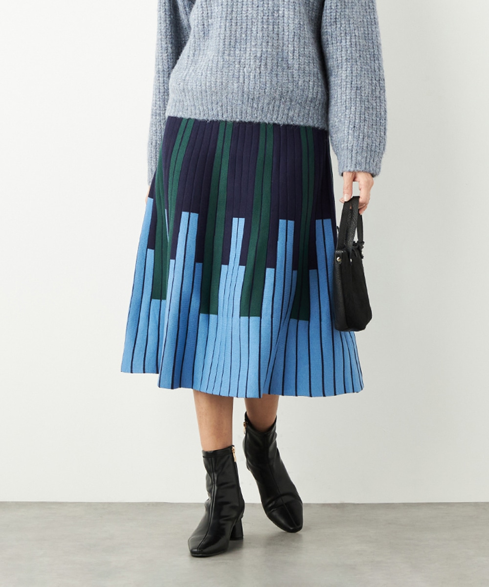  armoire capriceのカラーブロックニットスカート