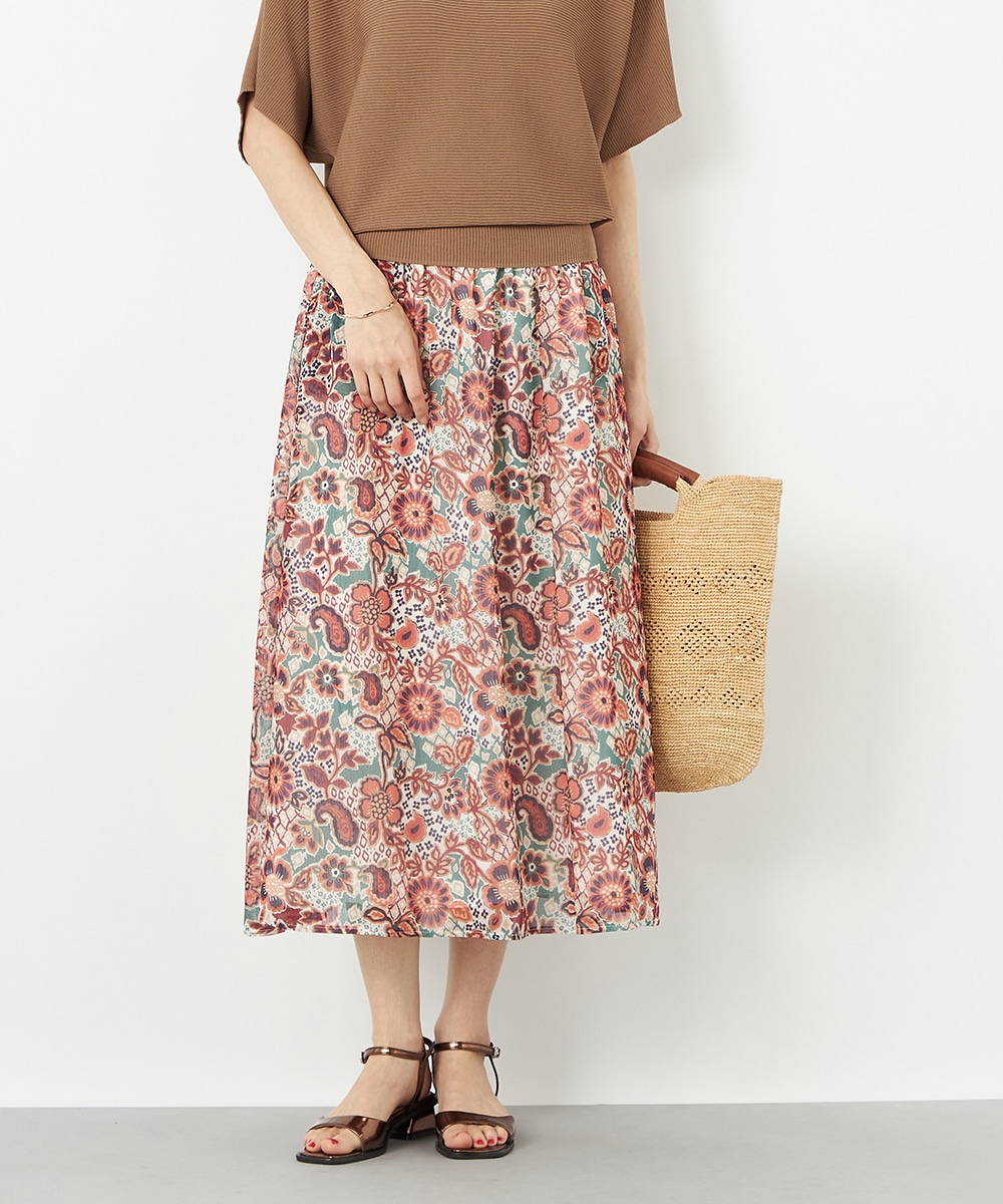  armoire capriceのペイズリーフラワーフレアスカート