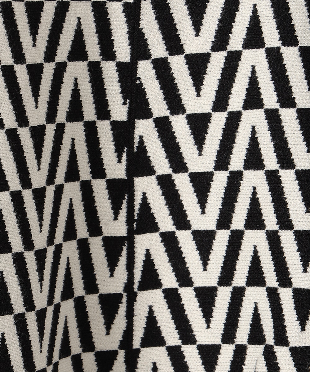 幾何学プリントパネルニットスカート