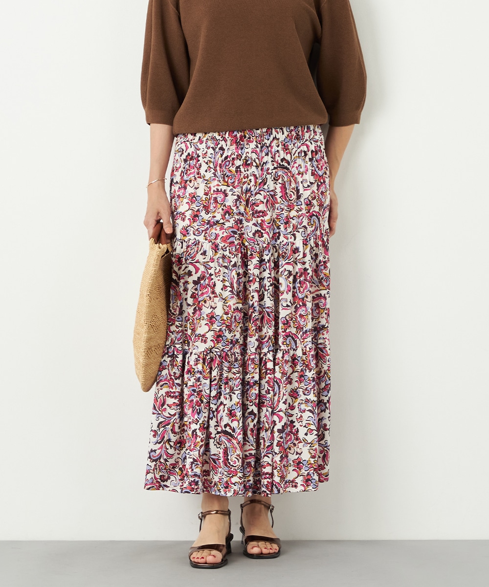  armoire capriceのペイズリーフラワージャージスカート