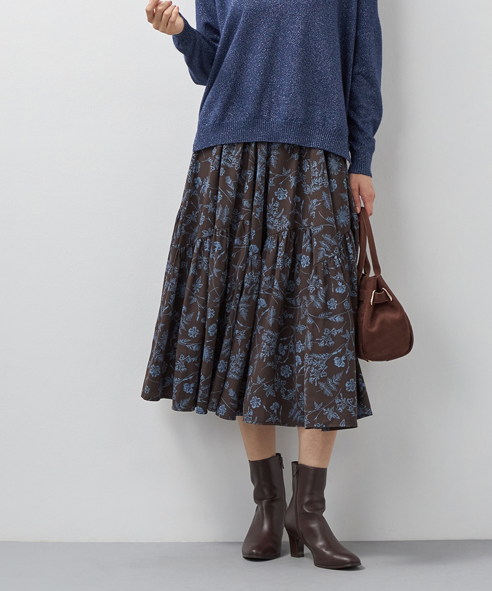  armoire capriceの単色フラワーティアードスカート