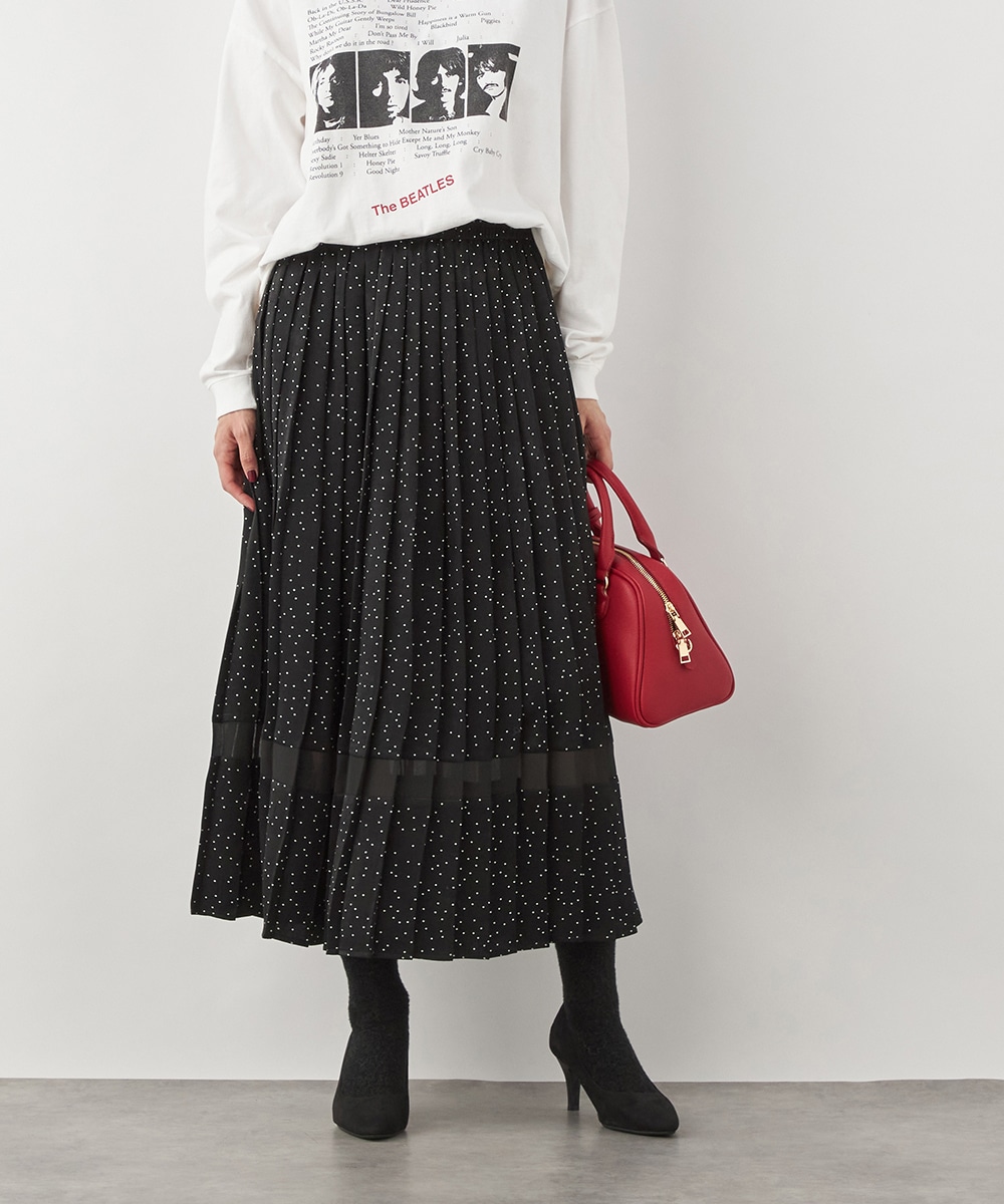 ドットプリーツスカート