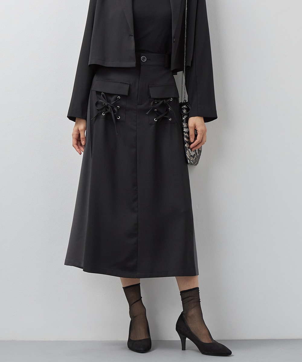  armoire capriceのリボンポケット配色スカート