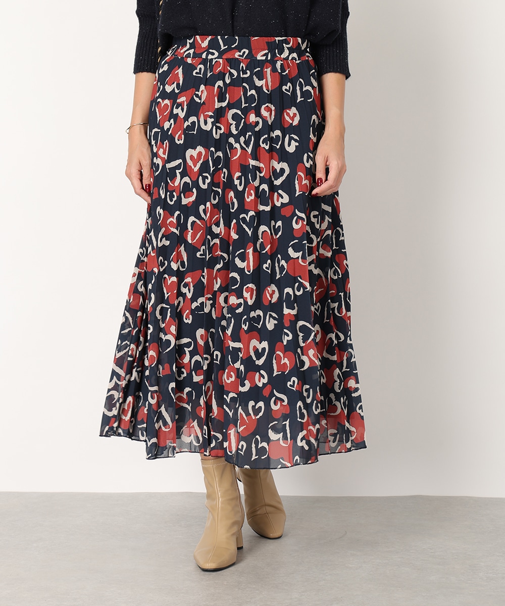 ハートプリントプリーツスカート