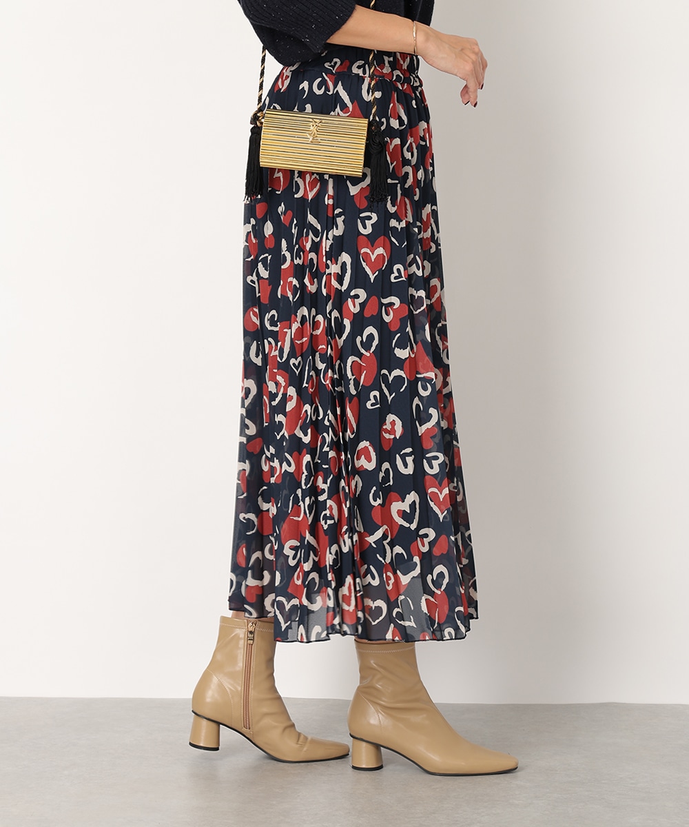 ハートプリントプリーツスカート