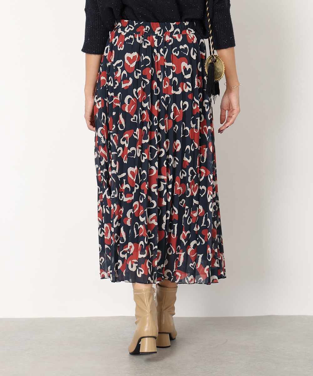 ハートプリントプリーツスカート