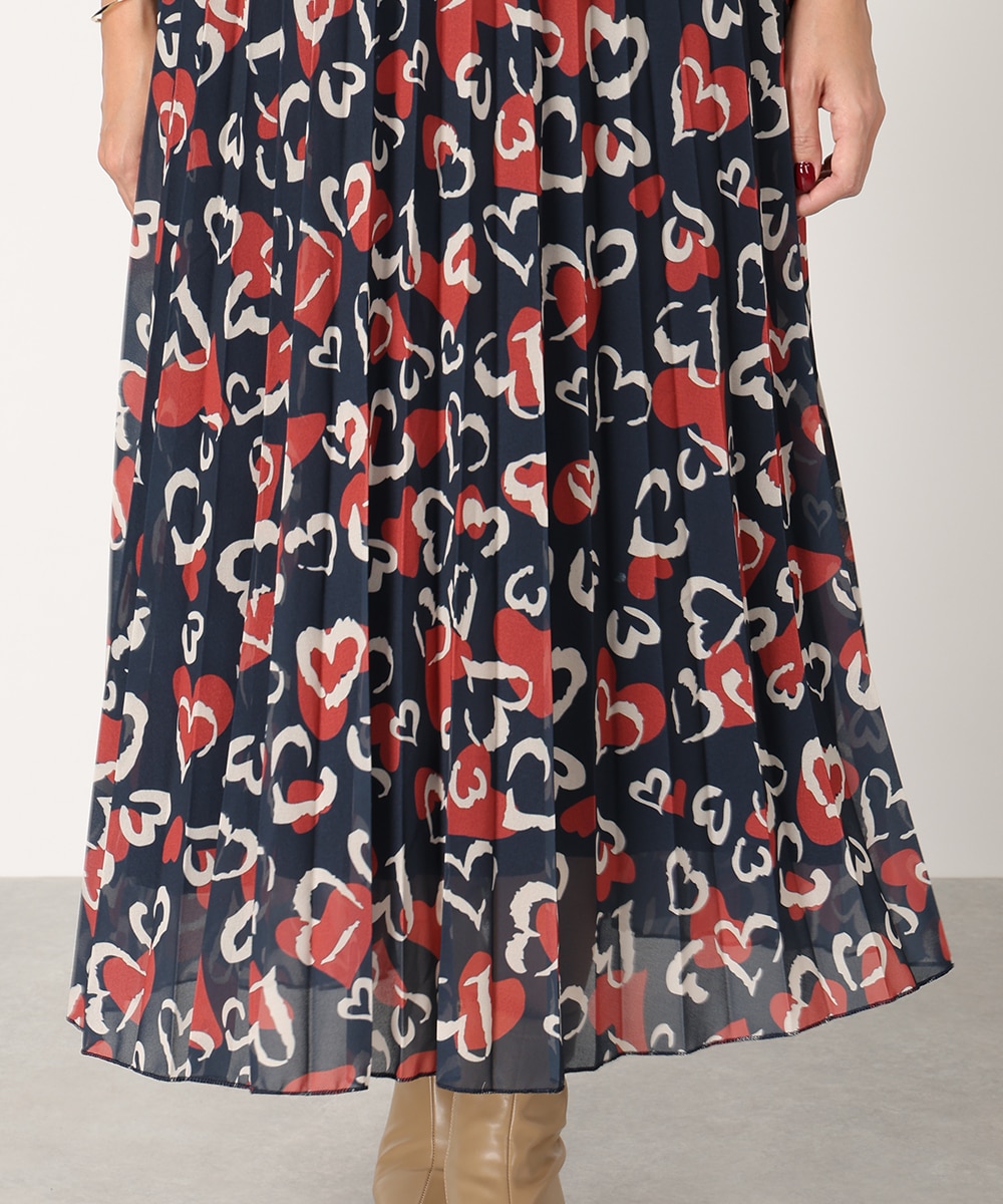ハートプリントプリーツスカート