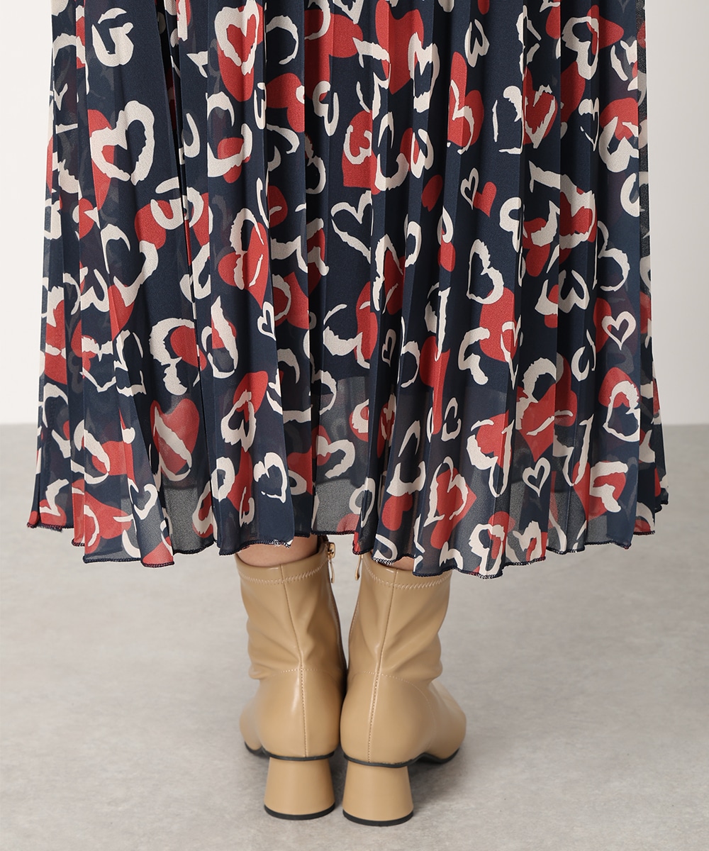 ハートプリントプリーツスカート