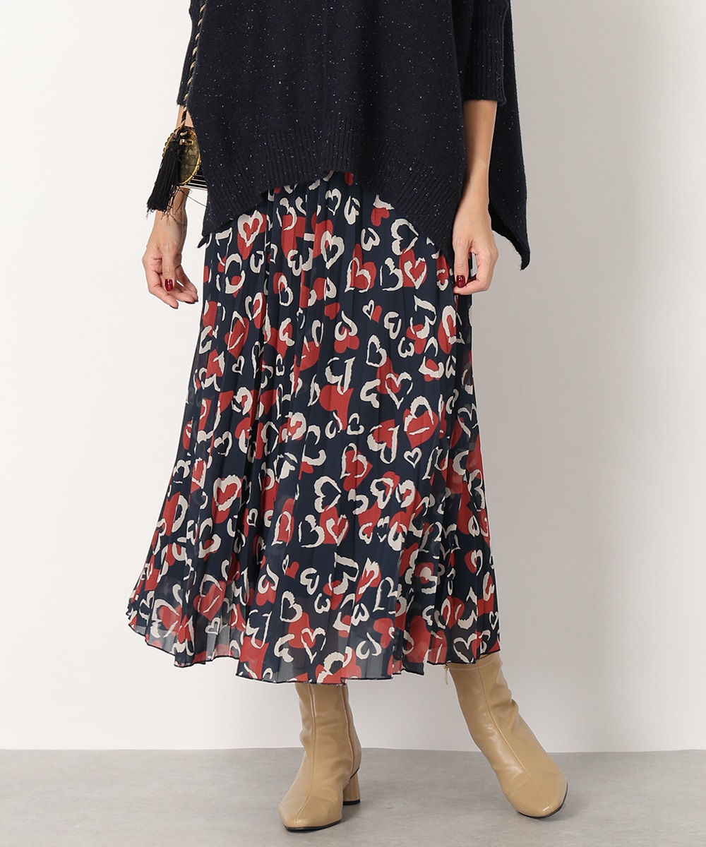 ハートプリントプリーツスカート
