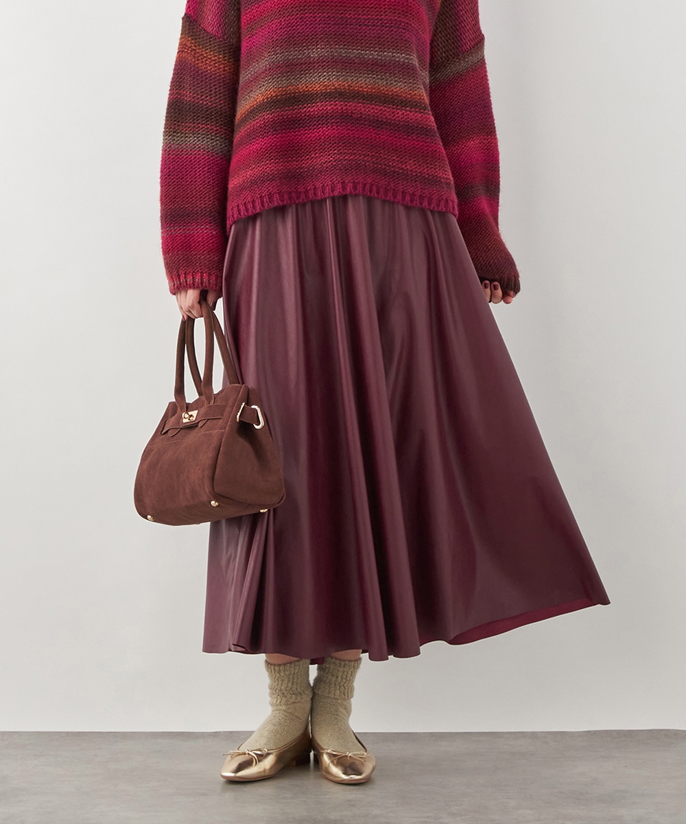 エコレザーフレアスカート