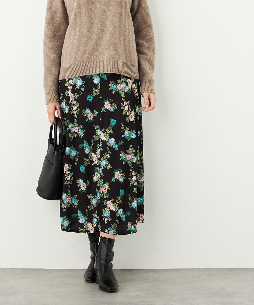 ブーケ柄ジャージスカート