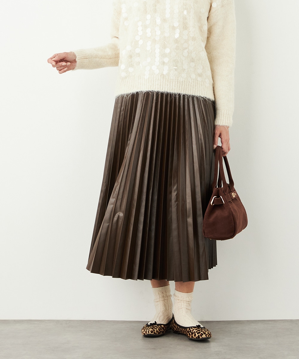  armoire capriceのエコレザープリーツスカート