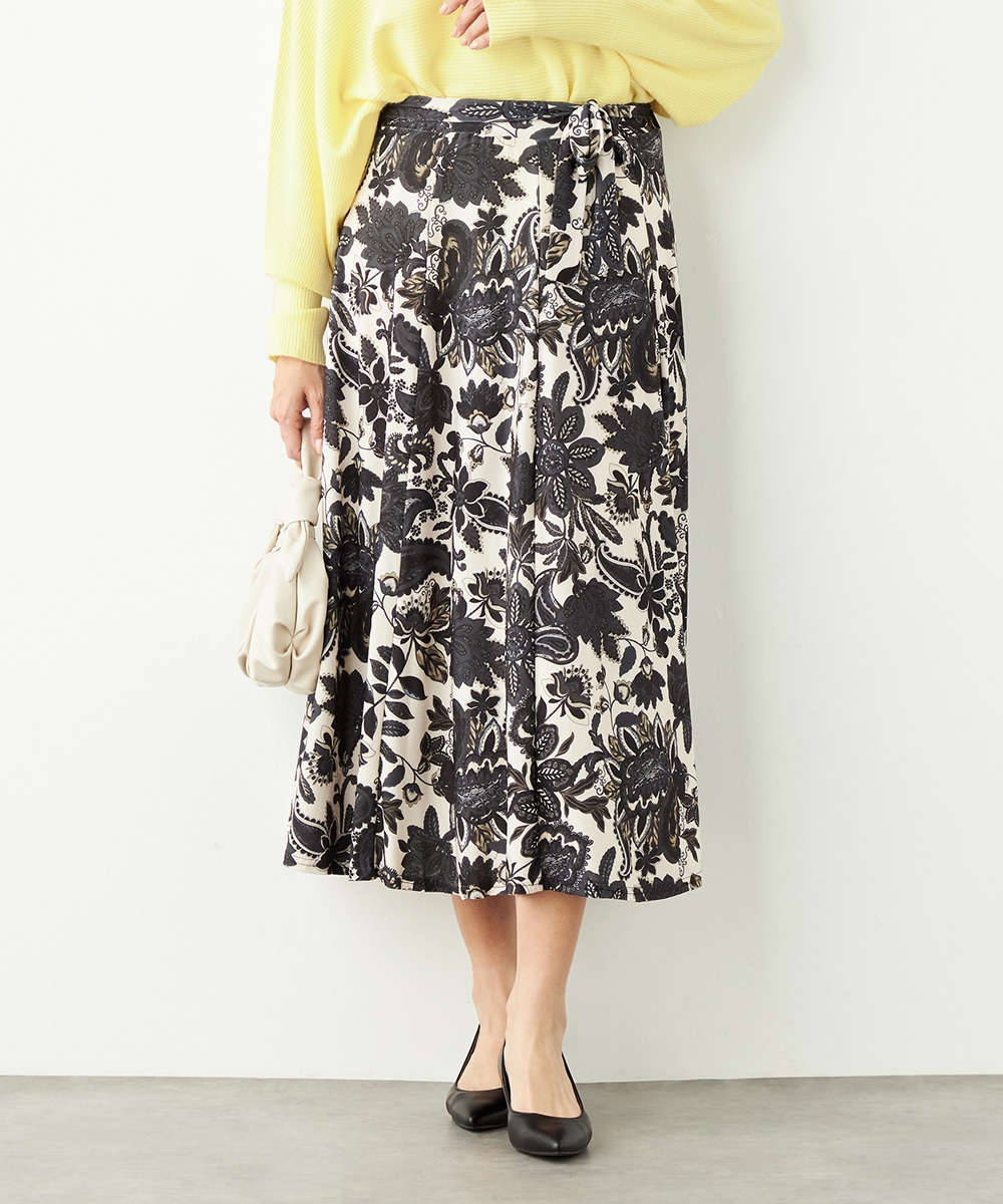 フラワーモチーフプリントジャージスカート