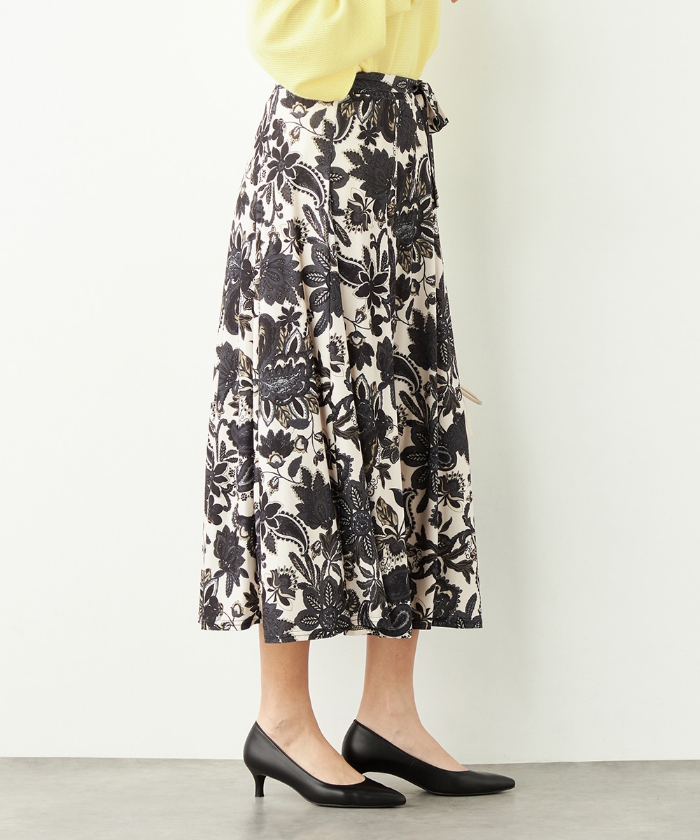 フラワーモチーフプリントジャージスカート