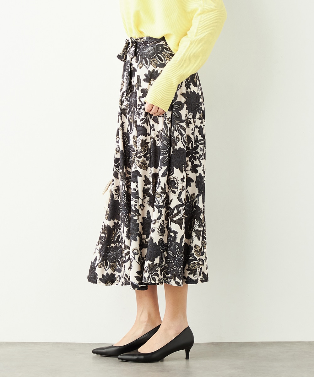 フラワーモチーフプリントジャージスカート