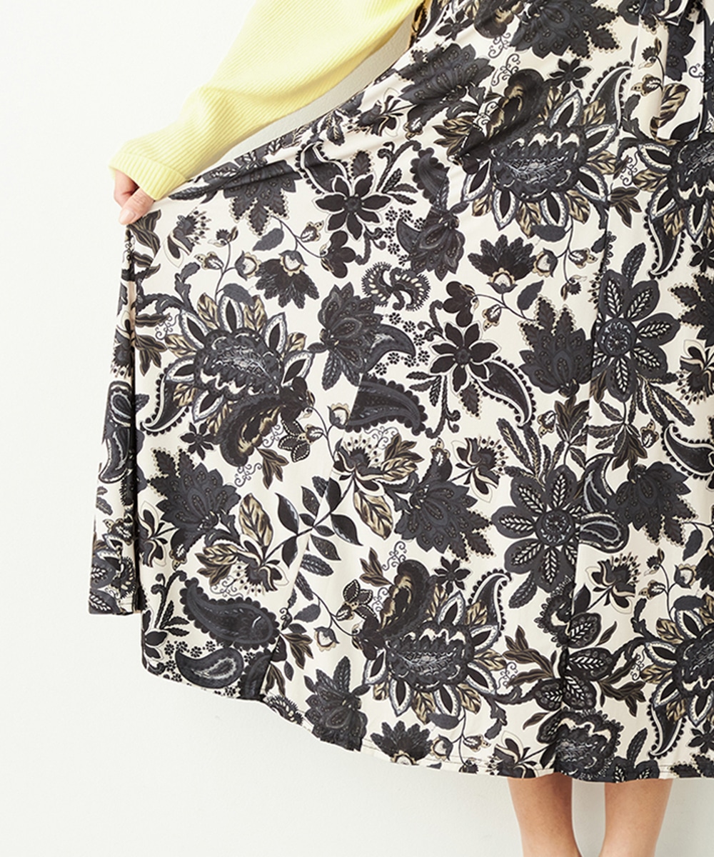 フラワーモチーフプリントジャージスカート
