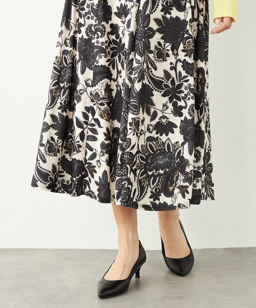 フラワーモチーフプリントジャージスカート