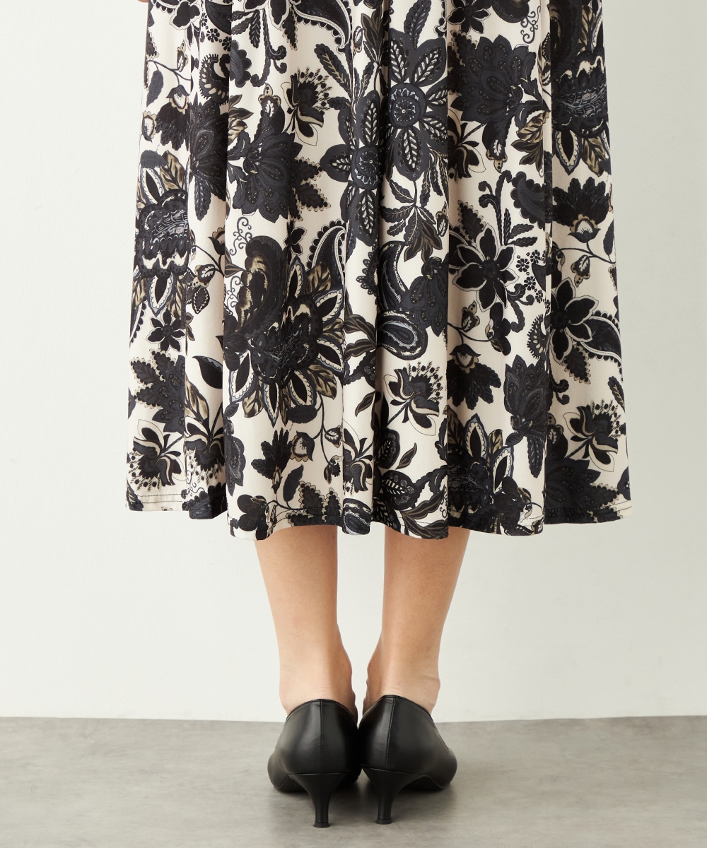 フラワーモチーフプリントジャージスカート
