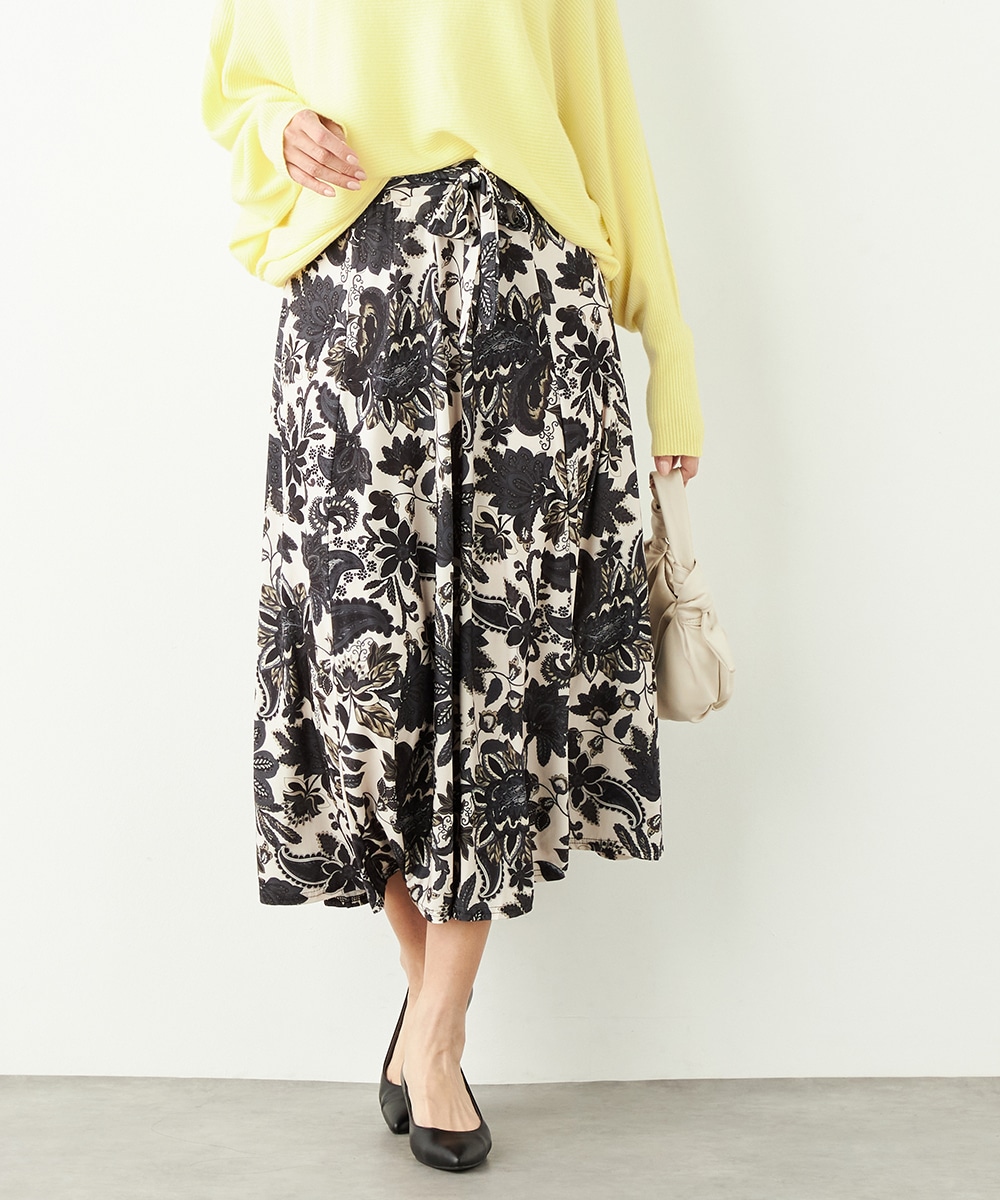 フラワーモチーフプリントジャージスカート