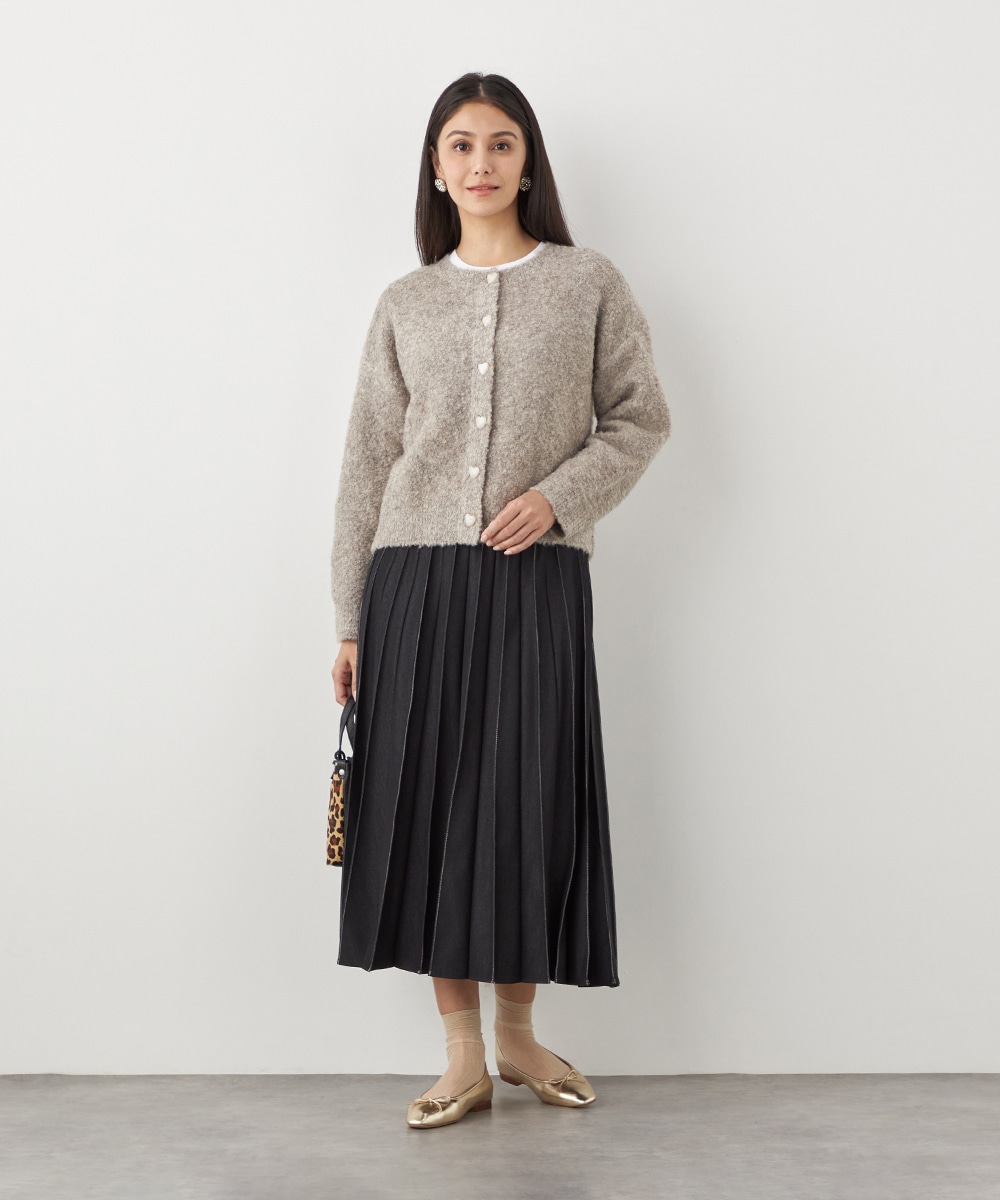 配色リブデニムライクスカート