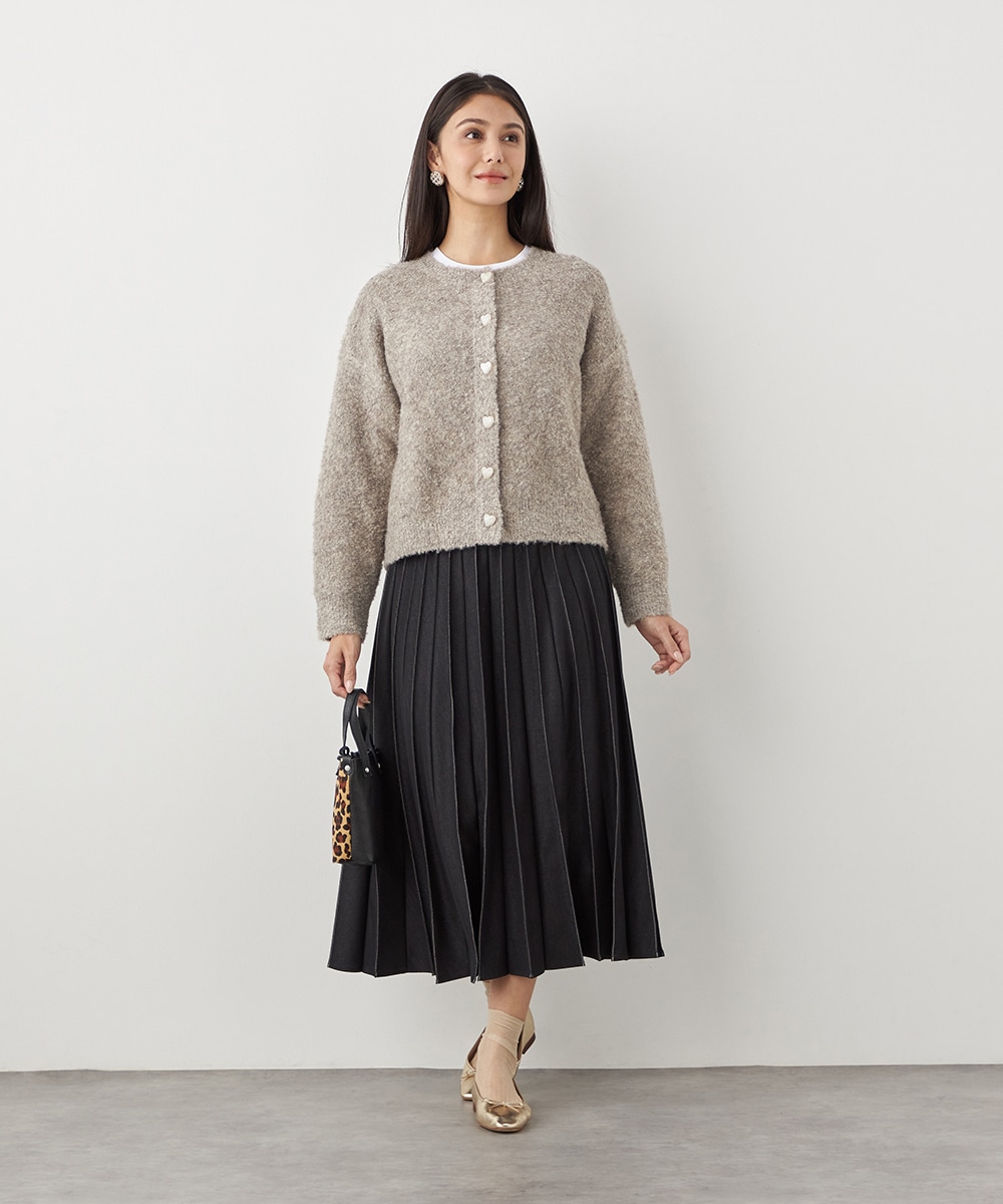 配色リブデニムライクスカート