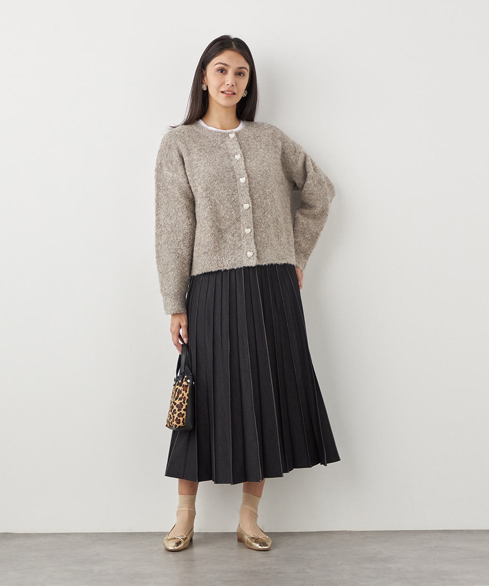 配色リブデニムライクスカート