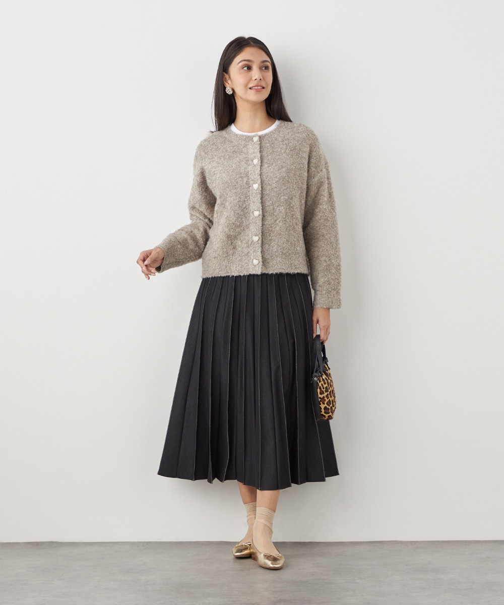 配色リブデニムライクスカート