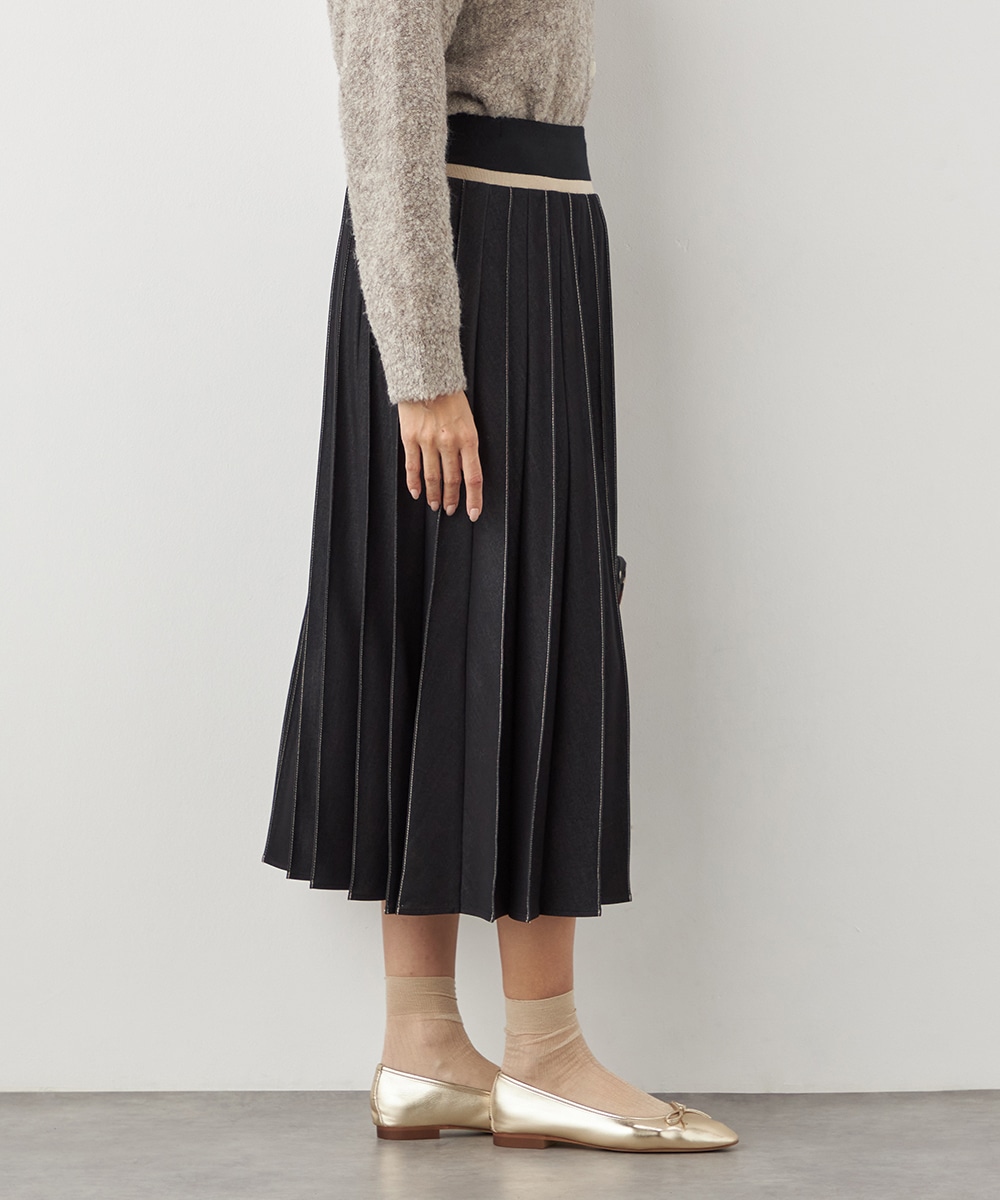 配色リブデニムライクスカート