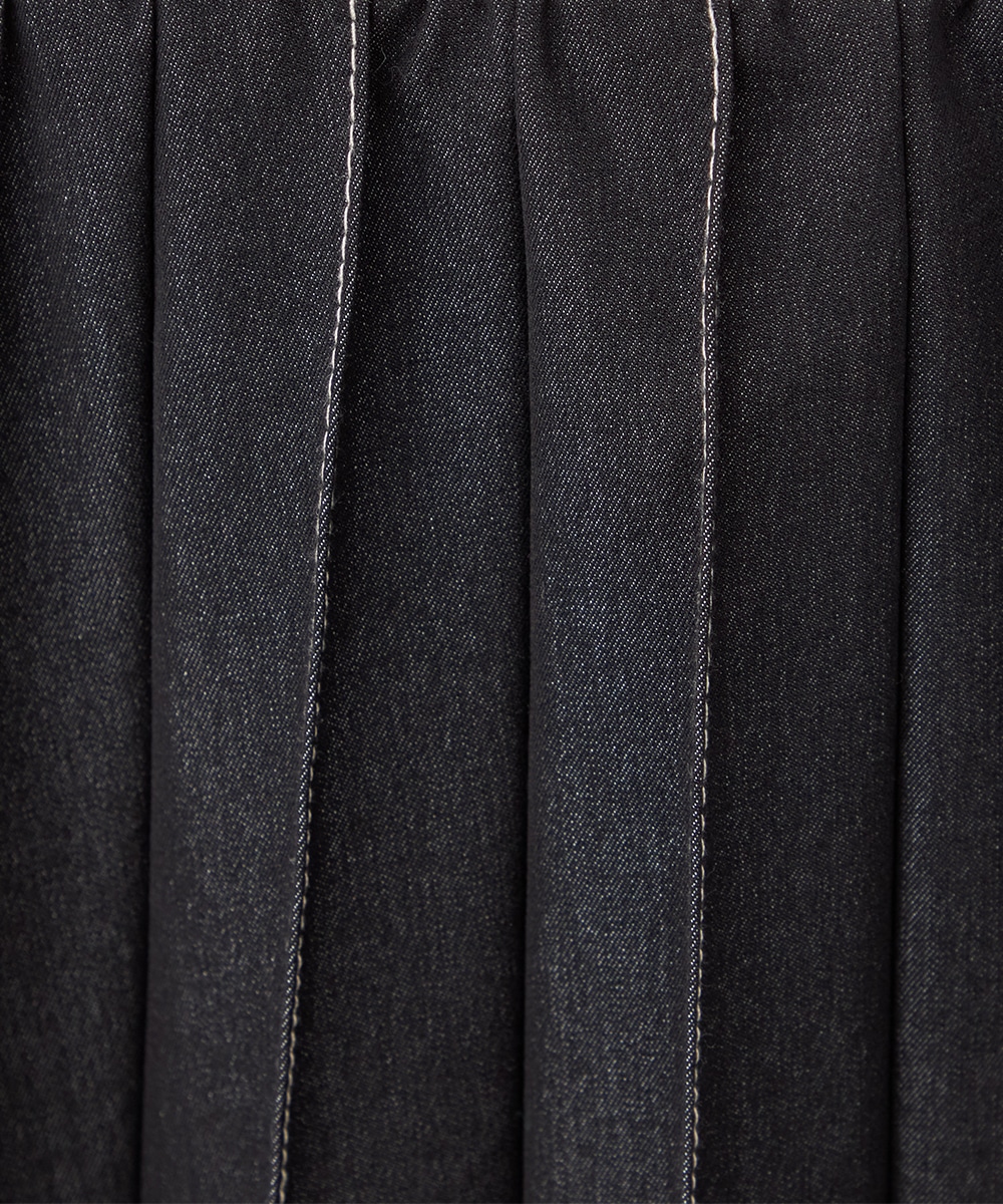 配色リブデニムライクスカート