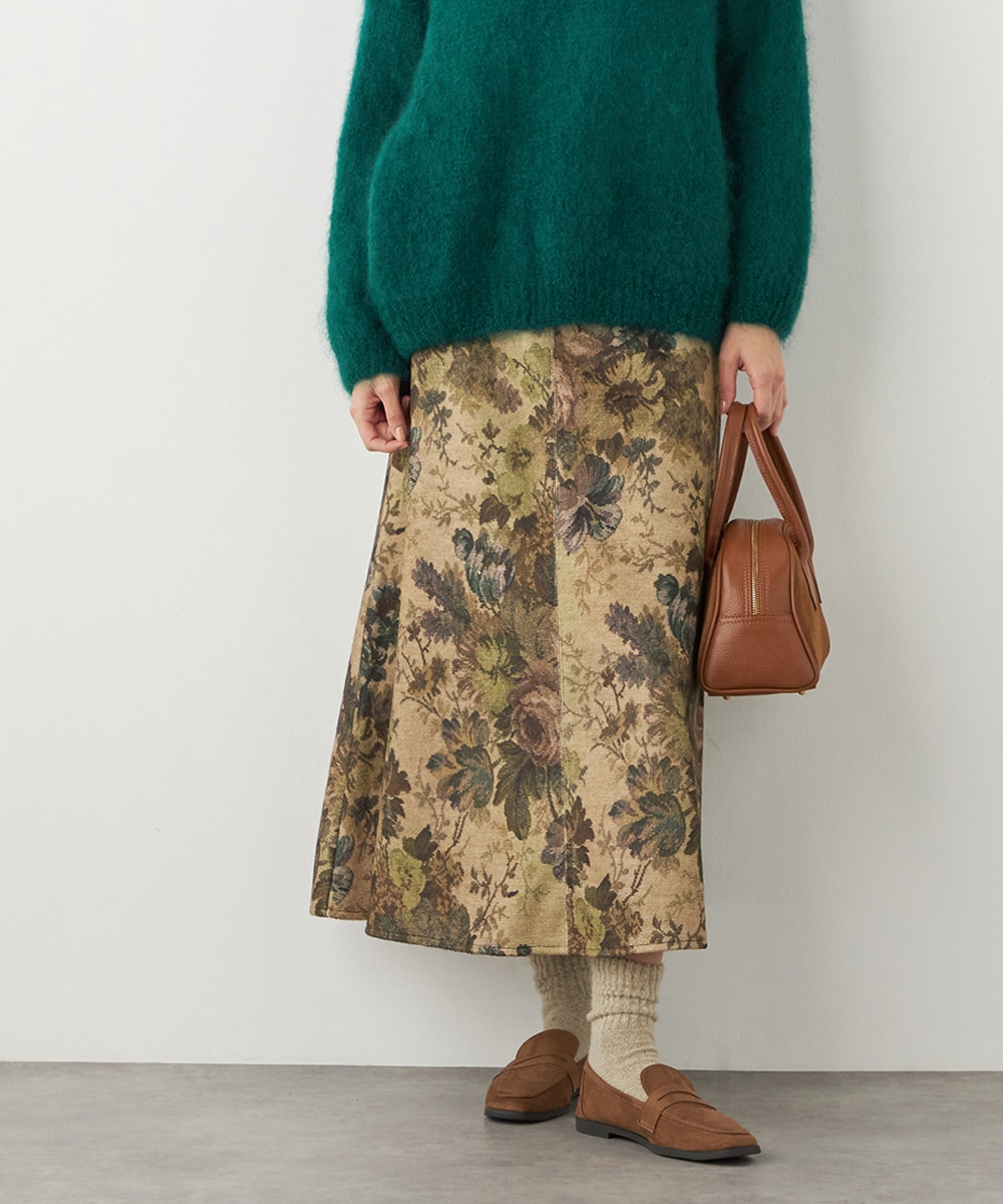 ゴブランプリントフレアスカート