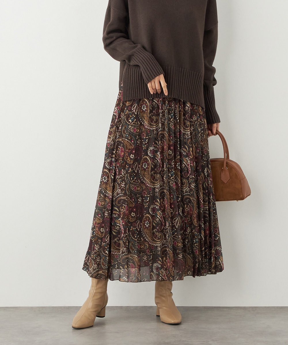 ペイズリープリントプリーツスカート