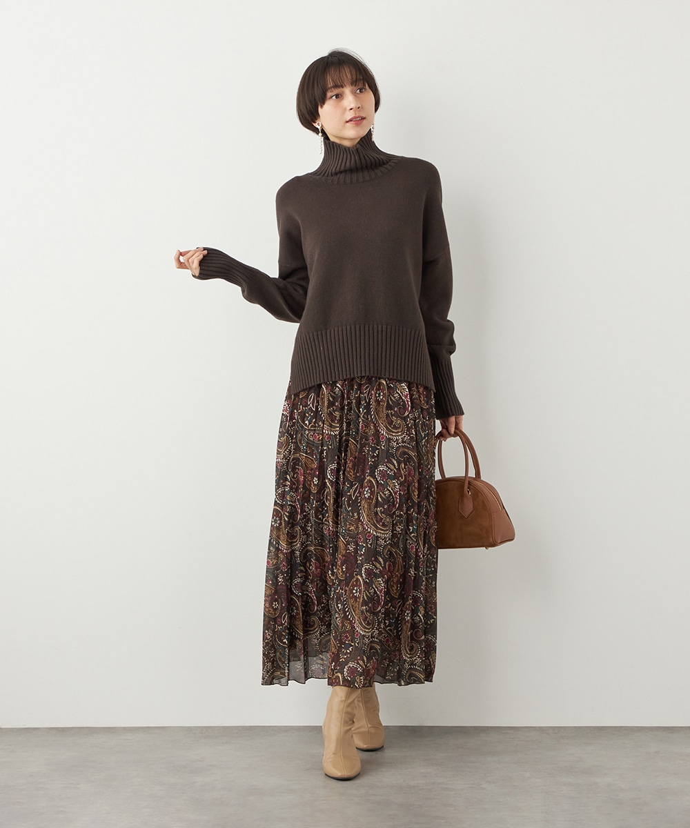 ペイズリープリントプリーツスカート