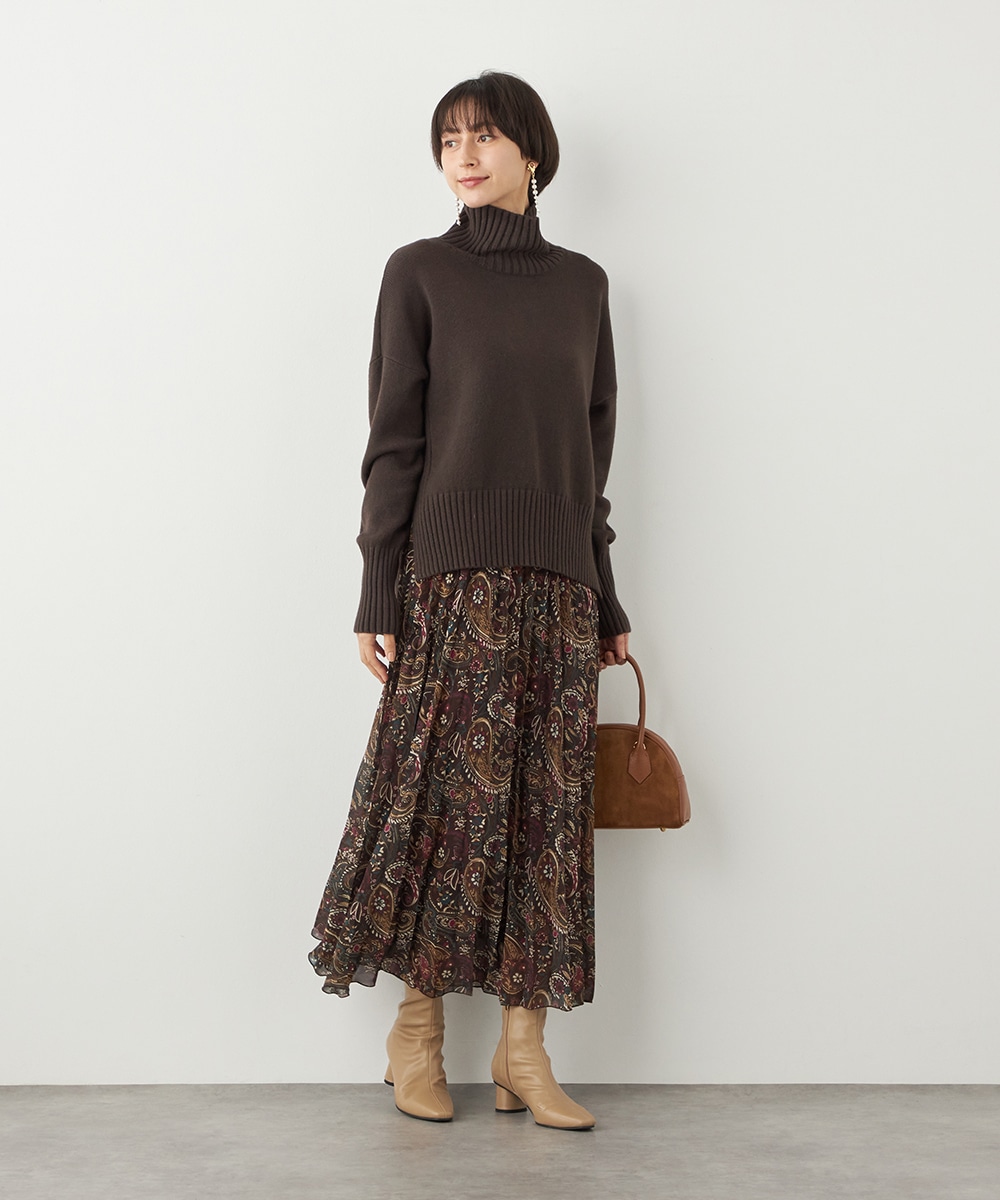 ペイズリープリントプリーツスカート