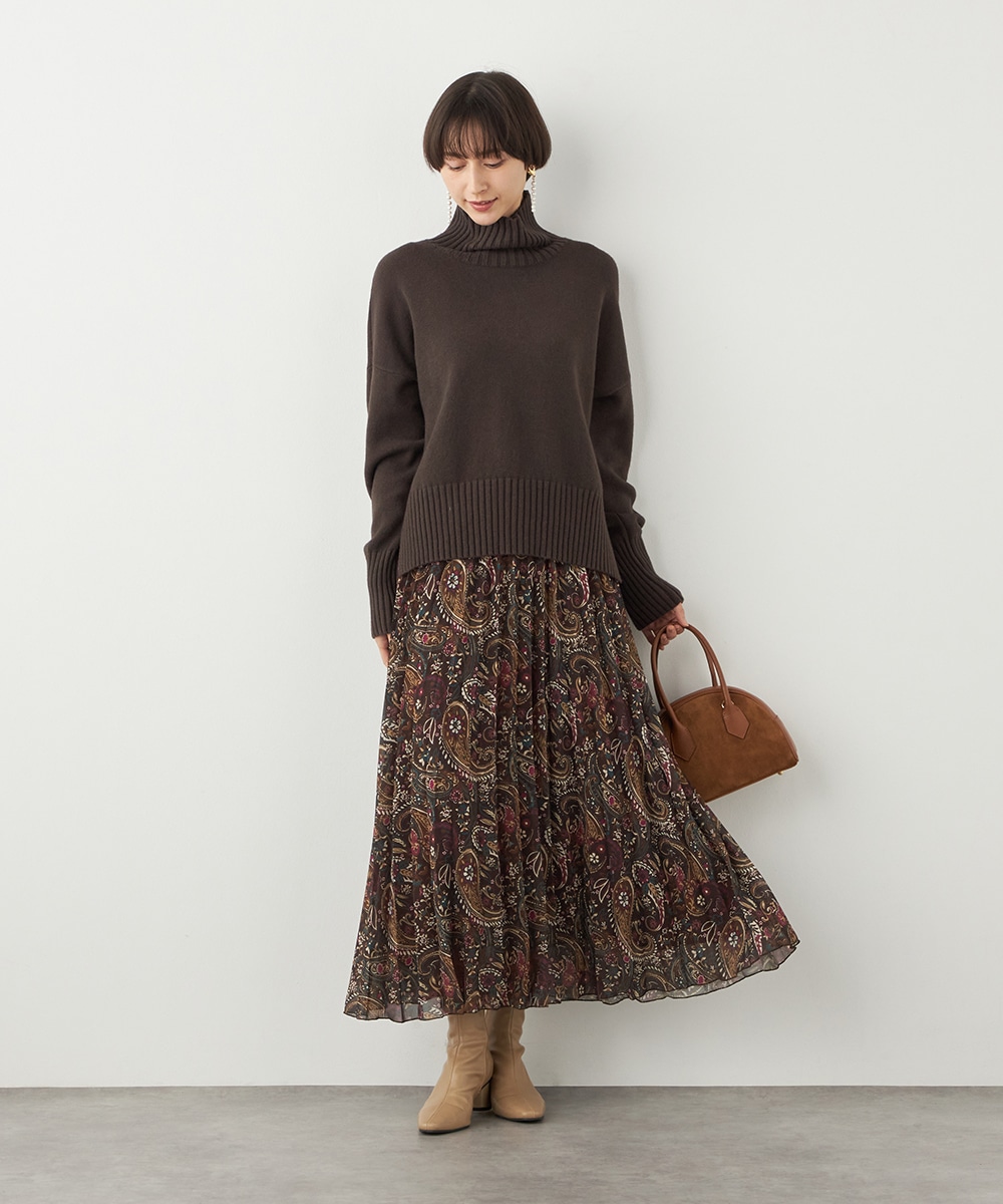 ペイズリープリントプリーツスカート