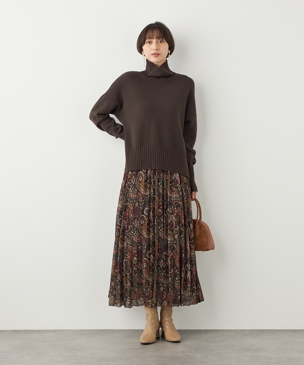 ペイズリープリントプリーツスカート